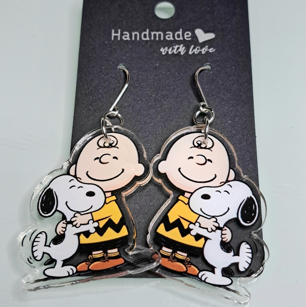 Snoopy & Charlie Brown Earrings With Stainless Steel Ear Wires